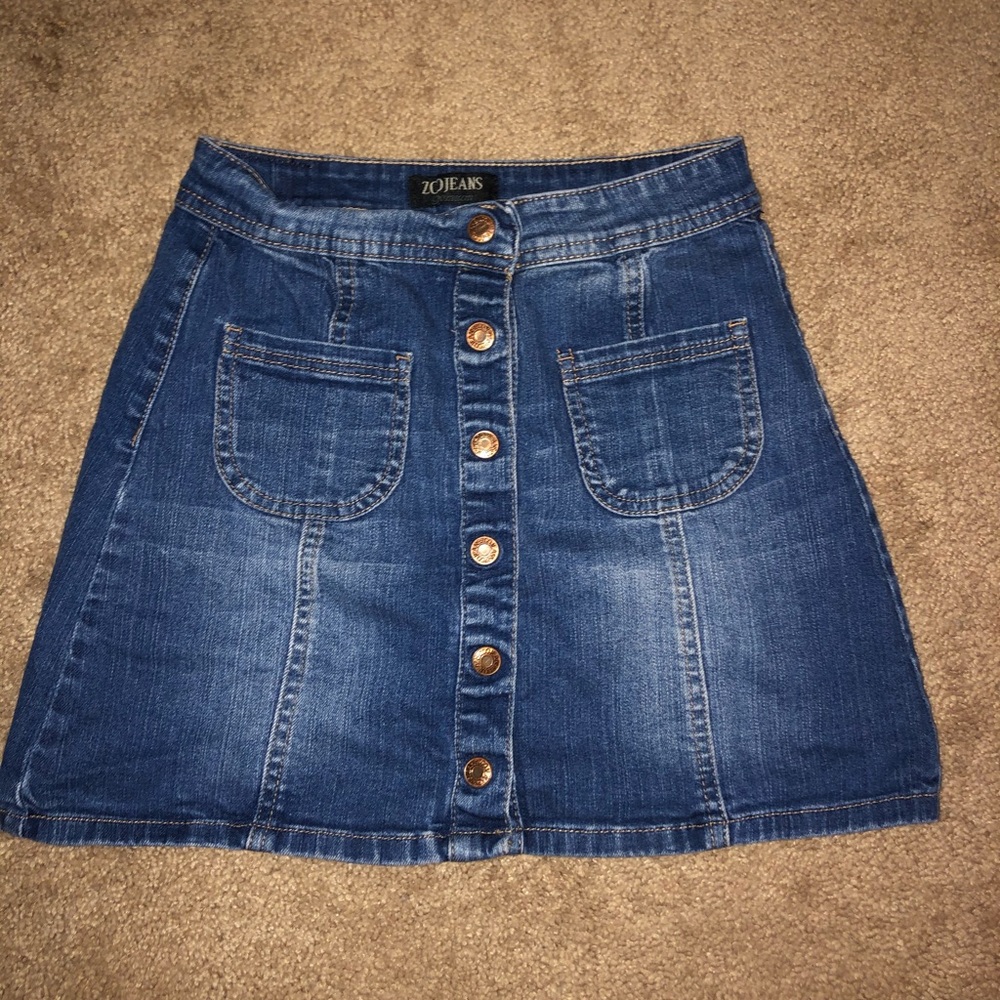 girls button up denim skirt